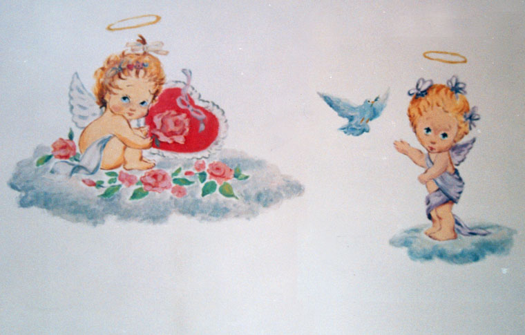 ציורי קיר מלאכים לחדר תינוקות