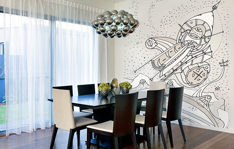 טפטים מיוחדים נוף בחלל בחדר אוכל