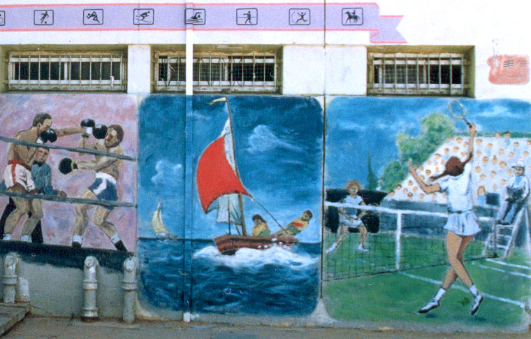 ציורי קיר סוגי ספורט לבית ספר
