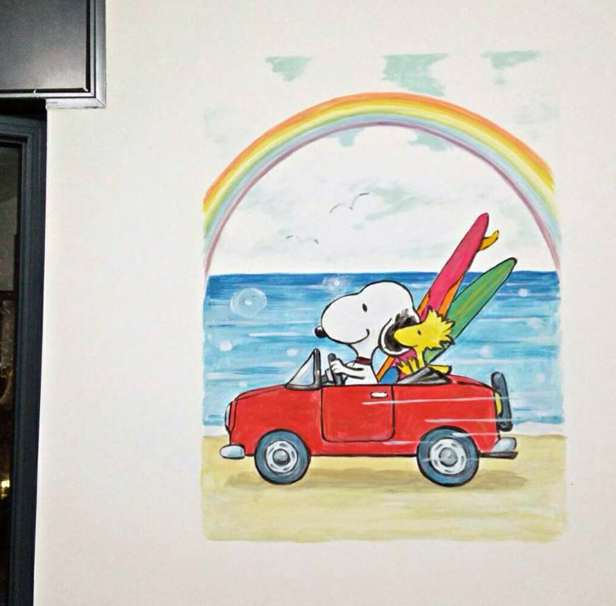 סנופים באוטו - ציור לחדר ילדים