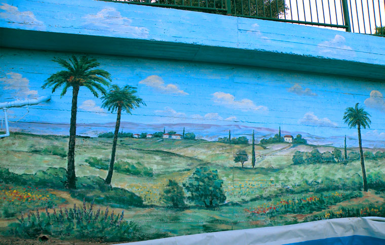 ציורי קיר נוף ליד בריכה