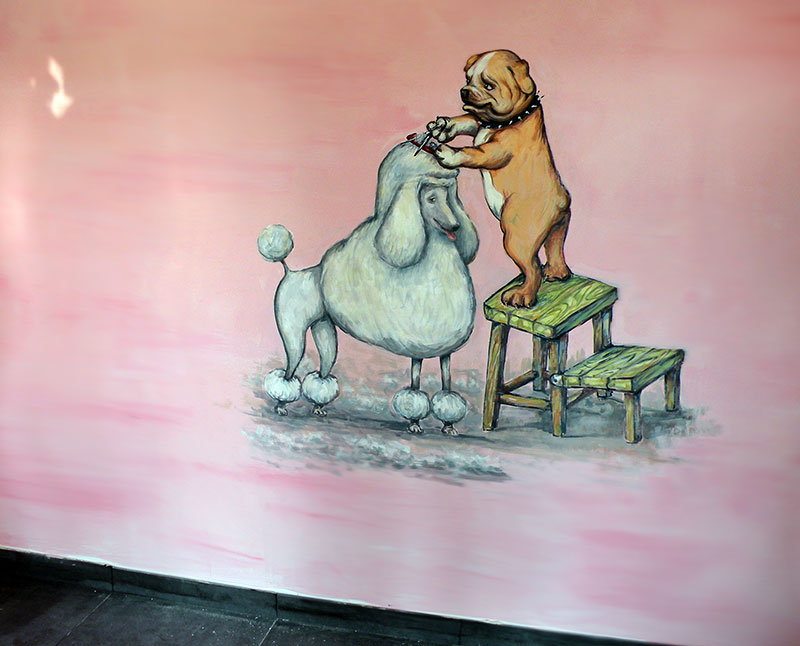 ציורי קיר למספרת כלבים