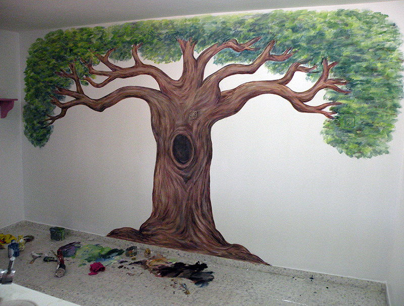 ציורי קיר עץ עם חלול לגן ילדים