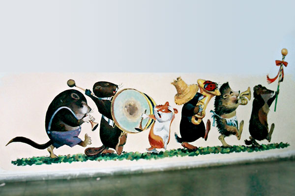 ציורי קיר של קיפוד ועוד בגן ילדים