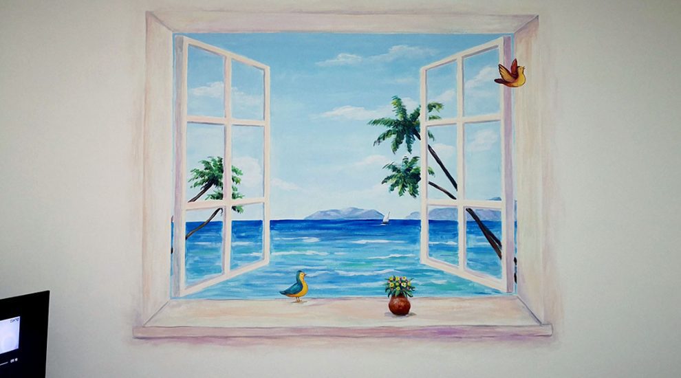 ציור של חלון פתוח בסלון