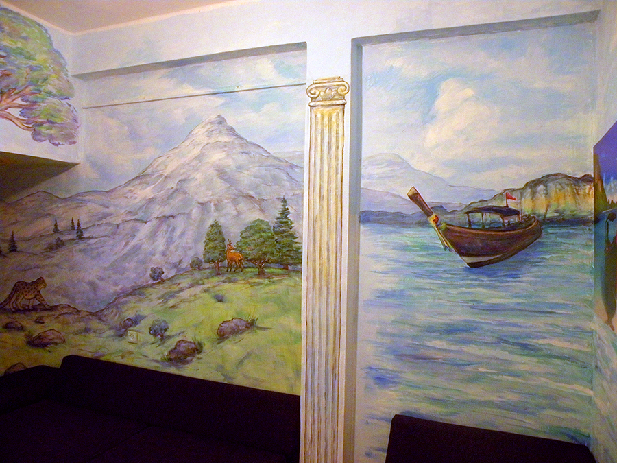 ציור קיר לסלון נוף עם נמר