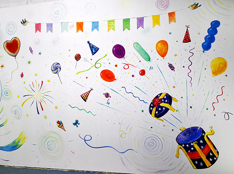 ציורי קיר לאולם לאירוע יום הולדת