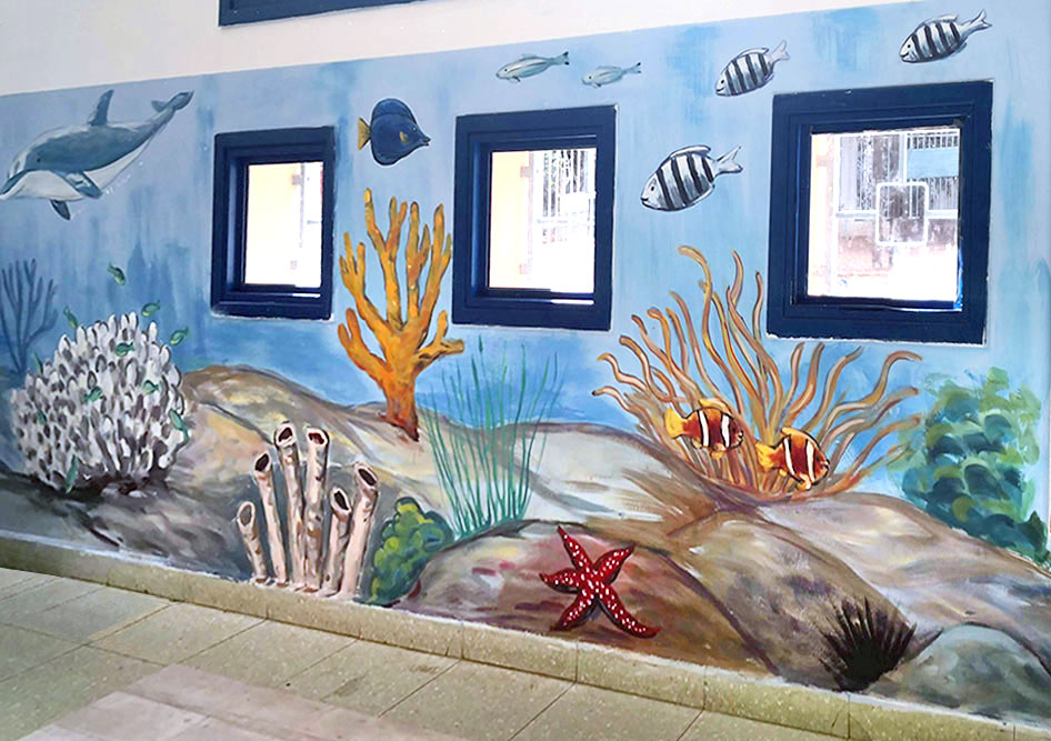 ציורים על קירות דגים ואלמוגים