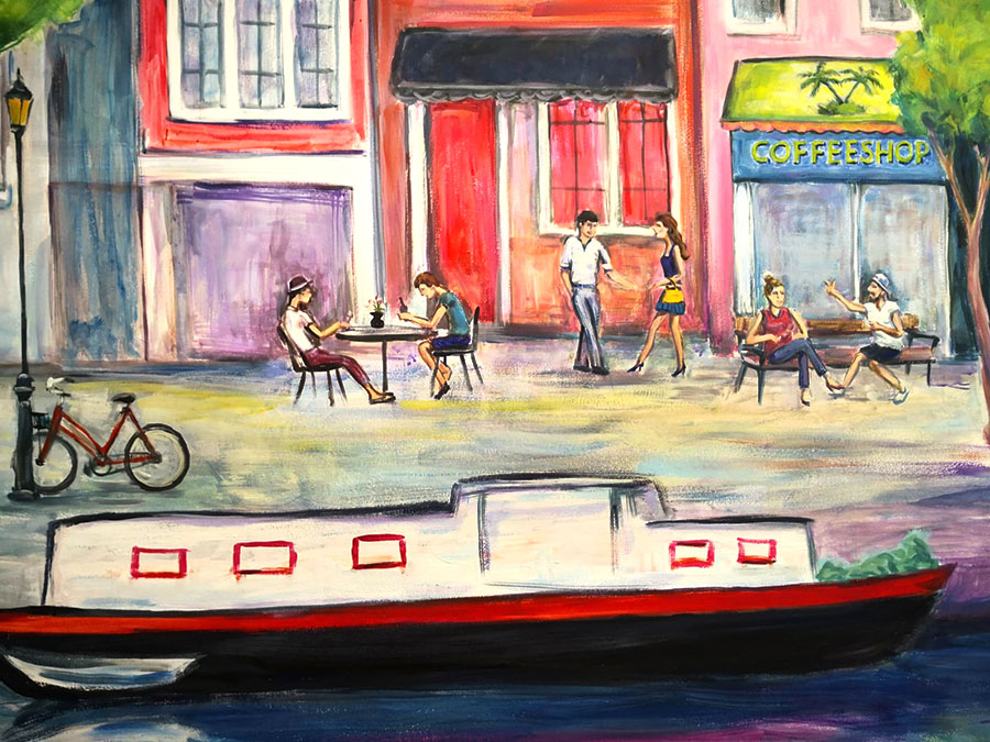 ציור קיר של coffeeshop