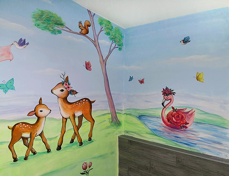 ציור קיר של איילים לחדר ילדים